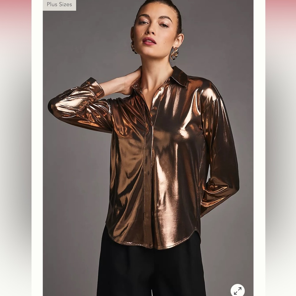 Anthropologie Metallic Blouse copper
